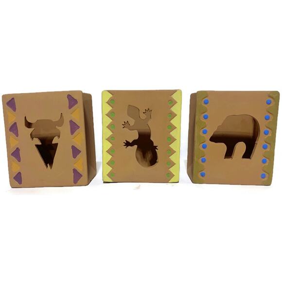 House of Lloyd Terra Cotta Candle Holders 6" Tall Southwest Style Set of Three - Picture 7 of 8
